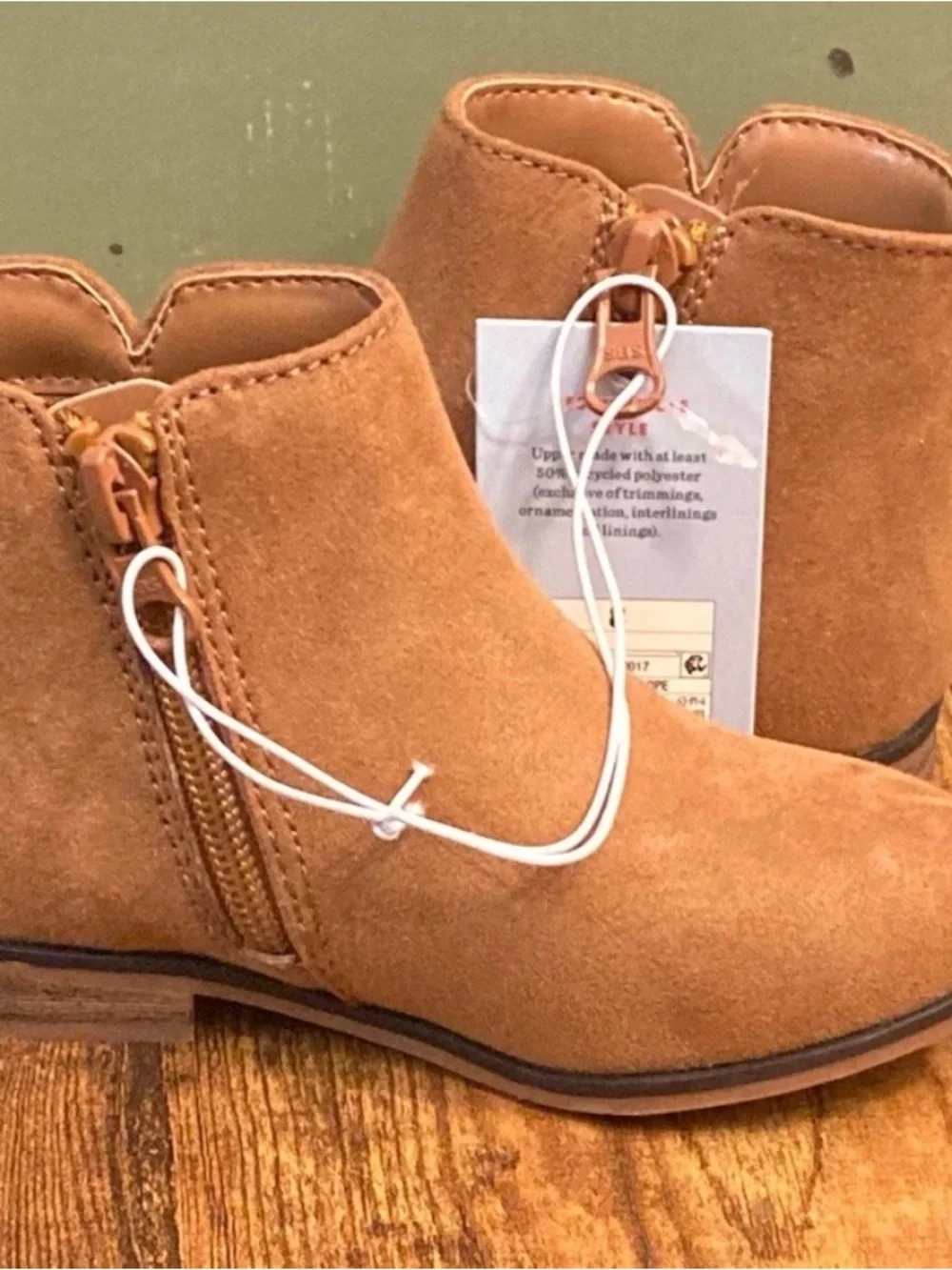 Cat & Jack Toddler Penelope Zipper Boots Cognac brown Size 8T  new
